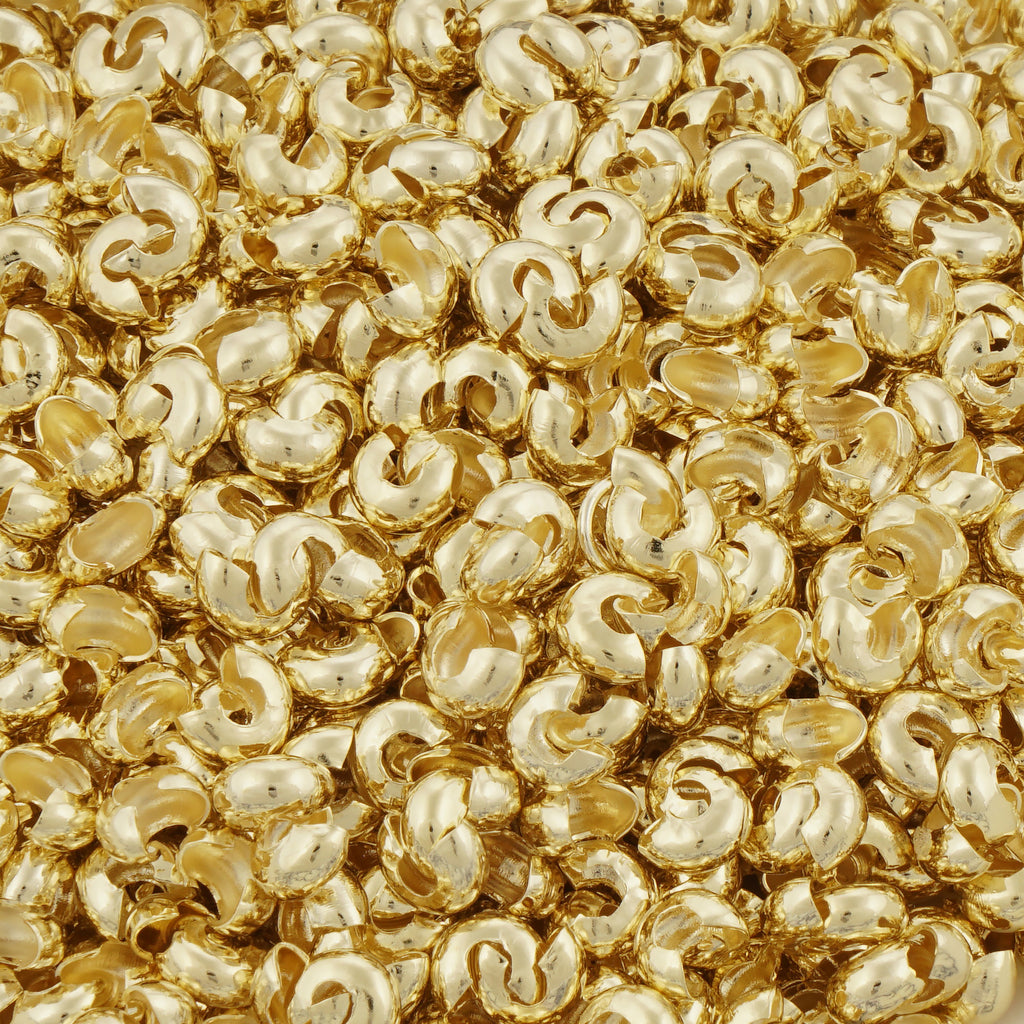 14k Gold Filled Crimp Cover Beads - 3mm, 4mm, 5mm Sizes for Cord End Finishing
