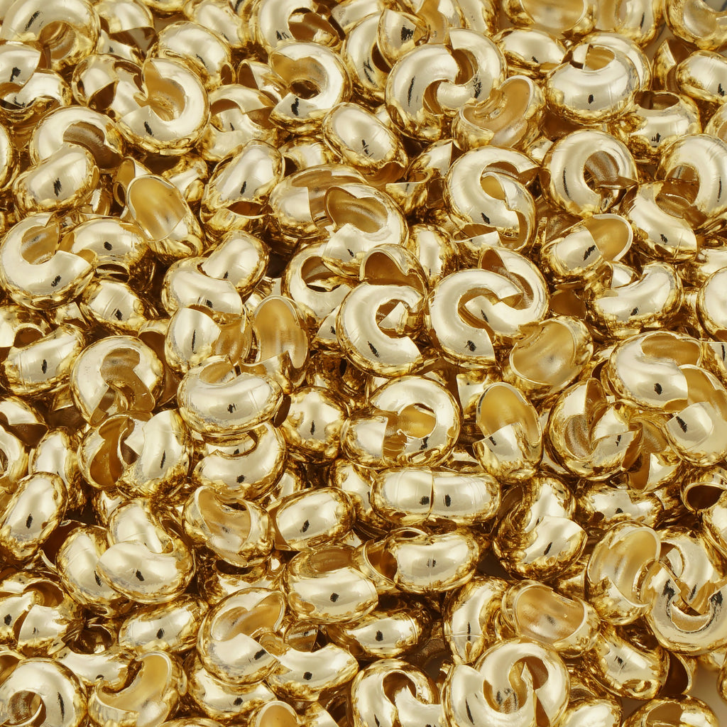 14k Gold Filled Crimp Cover Beads - 3mm, 4mm, 5mm Sizes for Cord End Finishing
