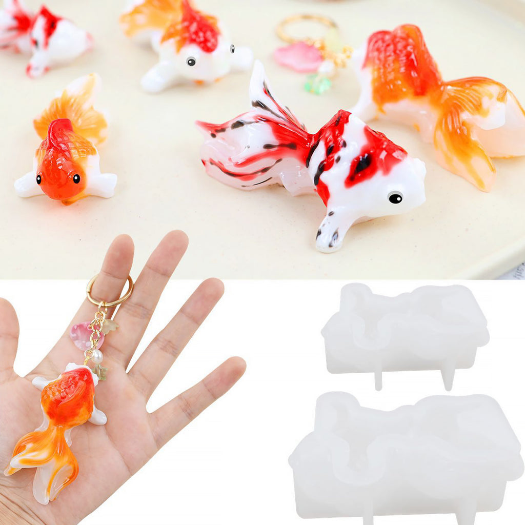 1set silicone goldfish tropical fish ornaments molds Shiny 3D fish silicone mold 10405650