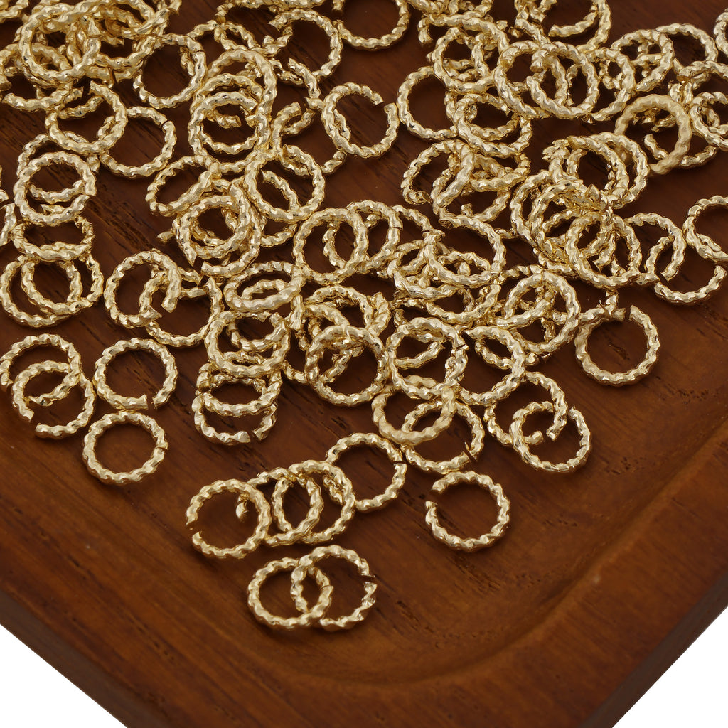 50PCS 14k Gold Filled Twisted Open Jump Rings for Jewelry Making and Connectors 104078