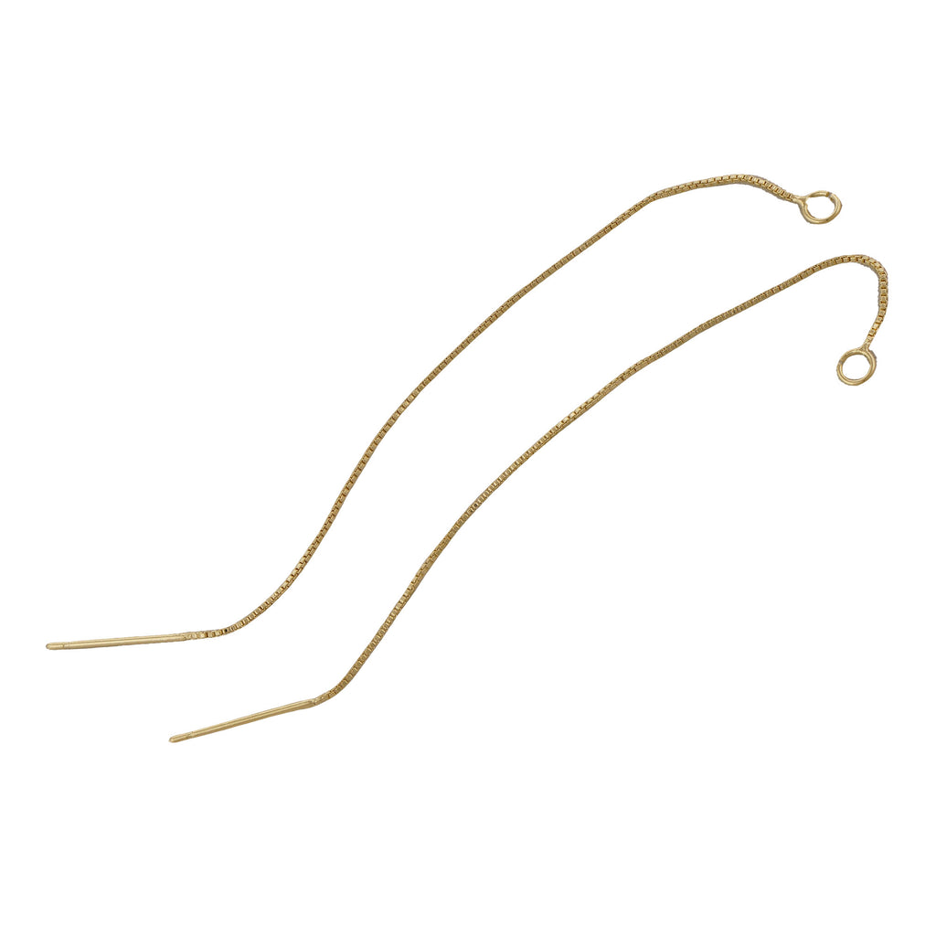 5PCS 14k gold filled Earring Chain, Box Chain/Curb Chain Thread with open ring, Gold Filled Threader Ear Findings Long Chain Earring 104177