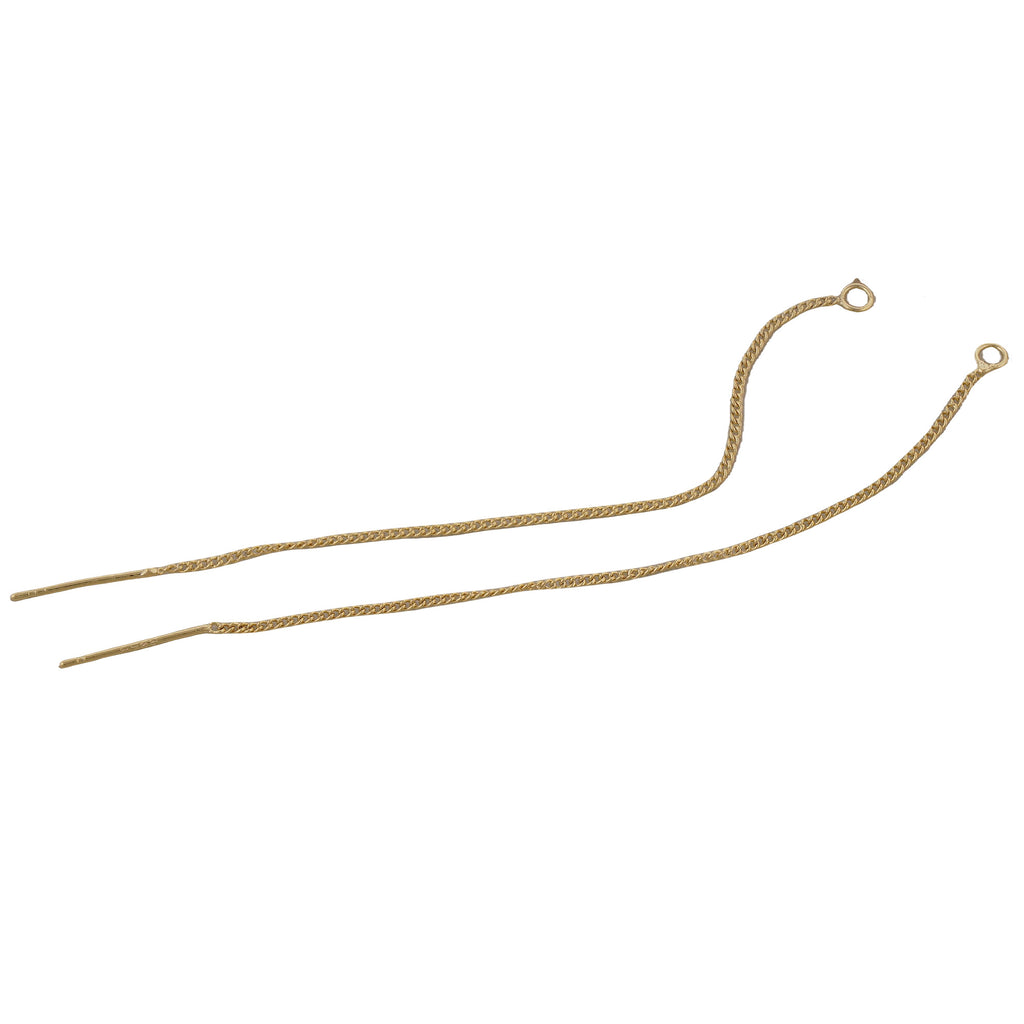5PCS 14k gold filled Earring Chain, Box Chain/Curb Chain Thread with open ring, Gold Filled Threader Ear Findings Long Chain Earring 104177