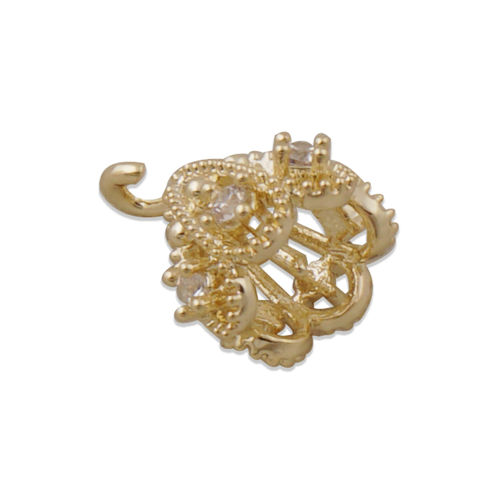 5PCS 14k Gold Filled Ornate Filigree Tassel Cap, Brass Bead Cap with Crystal, Teardrop Caps, Cone Cap 10420450