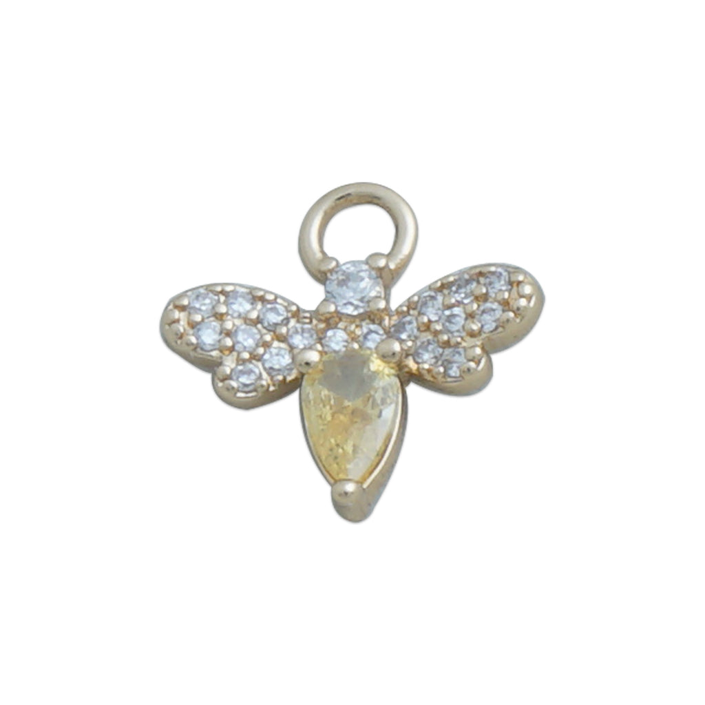 14k Gold Filled Crystal Cubic Zircon Honey Bee Charm, Tiny Bee Charm, Minimalist Honey Bee Jewelry Making 10423053