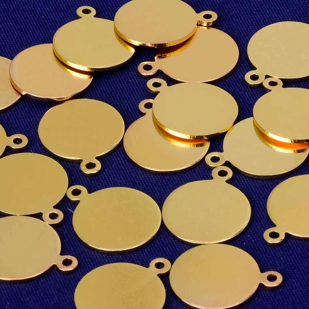 About 12MM tibetara® Brass Stamping Blank Coin Charms Round Blank Mini Coin Charms for personalization plated gold 20pcs