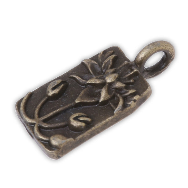 20 Metal Flower Charm Lotus pendant, vintage charms blooming flower yoga charms, Lotus jewelry Antique bronze 18x9mm