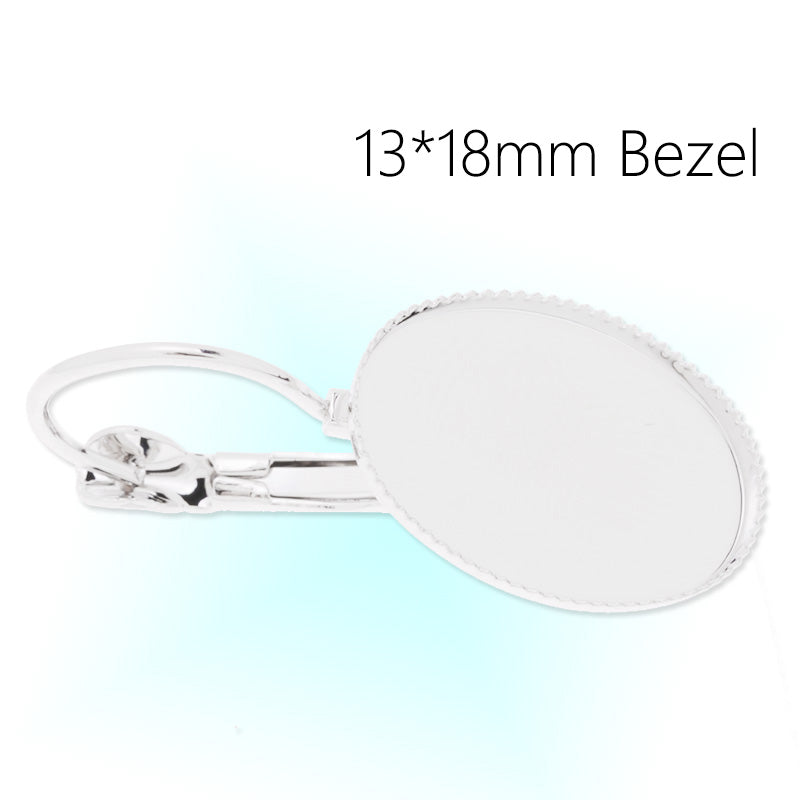 Brass French Lever Back with 13x18mm oval bezel,Earrings Blank,Silver plated,50pcs/lot