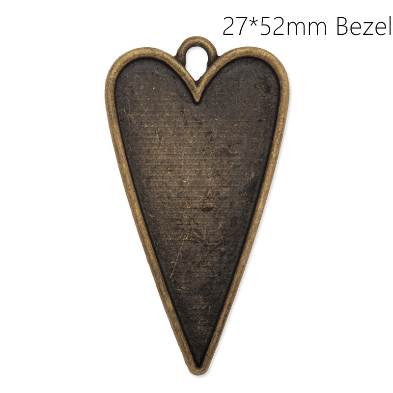 27*52mm Heart Cameo Blank Bezel,Antique Bronze Pendant Setting,Zinc Alloy Filled,Out size 30*55mm,sold 20pcs/lot