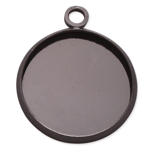 Gun Metal Black Plated Pendant trays,lead and nickle free,fit 16mm round glass cabocon, sold 50pcs per pkg