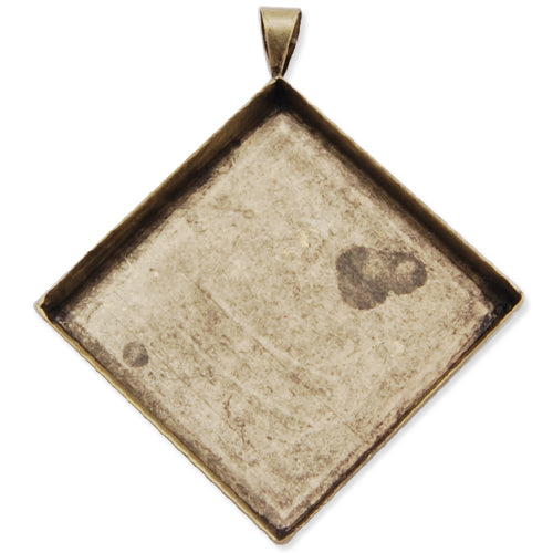 25*25MM Antique Bronze Plated Deep Bottom Square Copper Pendant trays,lead and nickle free,sold 20pcs per pkg