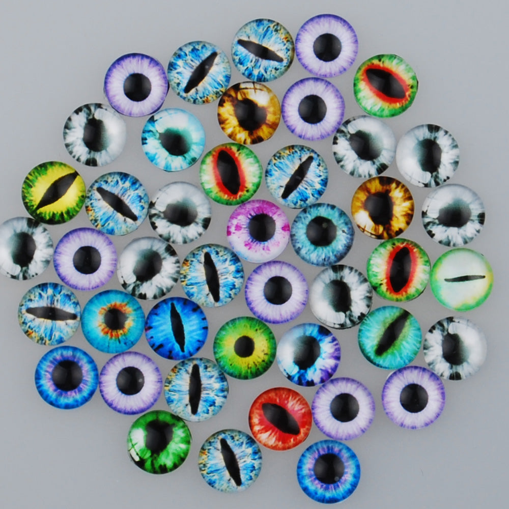 10MM Round pattern glass cabochons with mixed dragon eye,photo glass cabochons,flat back,thickness 4mm,50 pieces/lot