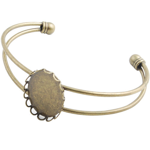 Bracelet With 18*25MM Oval Setting,Cuff,Adjustable,Antique Brozen-Plated Brass,Lead Free And Nickel Free,Sold 10PCS Per Lot