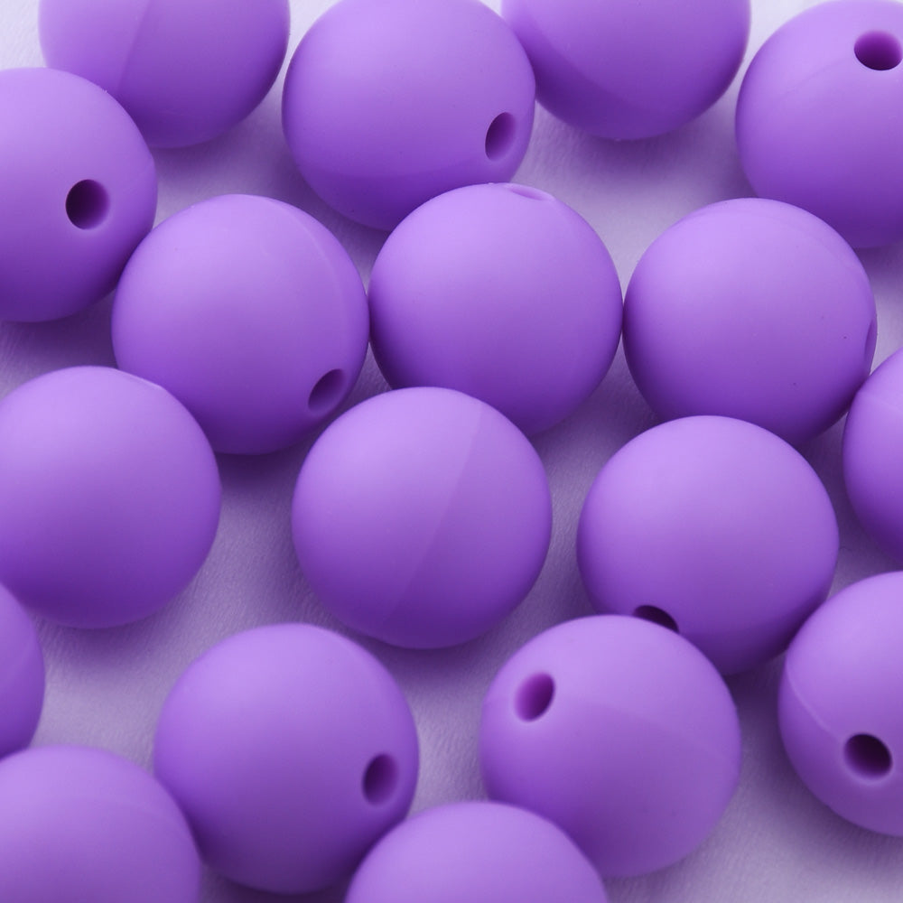 10mm Bulk Round Silicone Beads Food grade silicone sensory beads Baby Shower Gift Silicone Loose Beads purple 20pcs