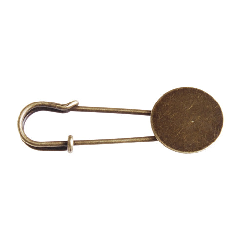 15mm Antique Bronze Plated Copper Flat Brooch base,with 15mm Round flat base,brooch pin,sold 50pcs per pkg
