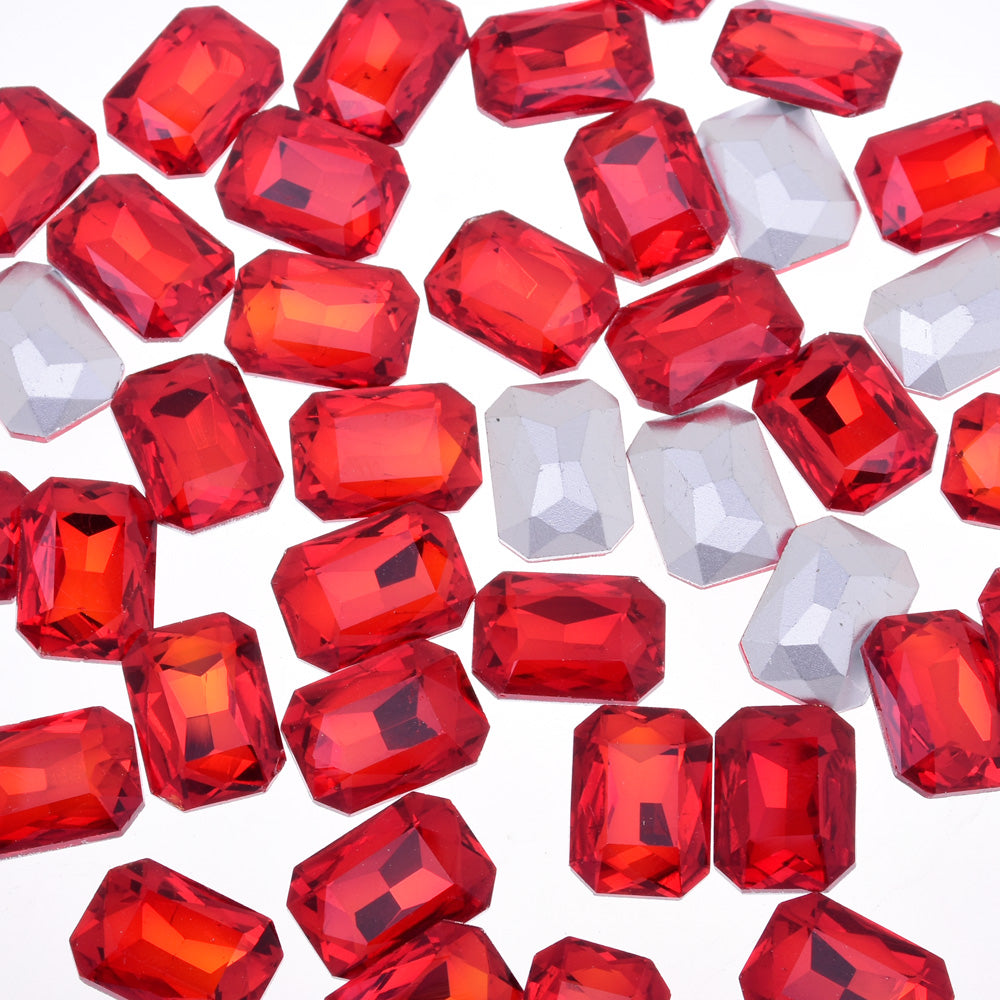 10x14mm Rectangle Pointed Back Rhinestones glass crystals beads wedding diy jewelry red 50pcs 10183356
