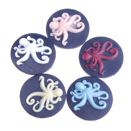 25MM Round Resin Flatback Cabochons,Octopus,Mixed Colors;sold 50pcs per pkg