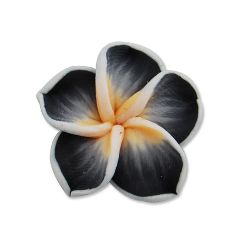20MM HandMade And Flat Back Polymer Clay Flower Beads,Black,Side Drilled Hole Size 2.5MM,Lead Free,Sold 100 PCS Per Package