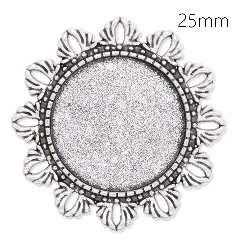 25mm anqitue silver plated brooch blank,brooch bezel,hollow around,zinc alloy,lead and nickle free,sold by 10pcs/lot