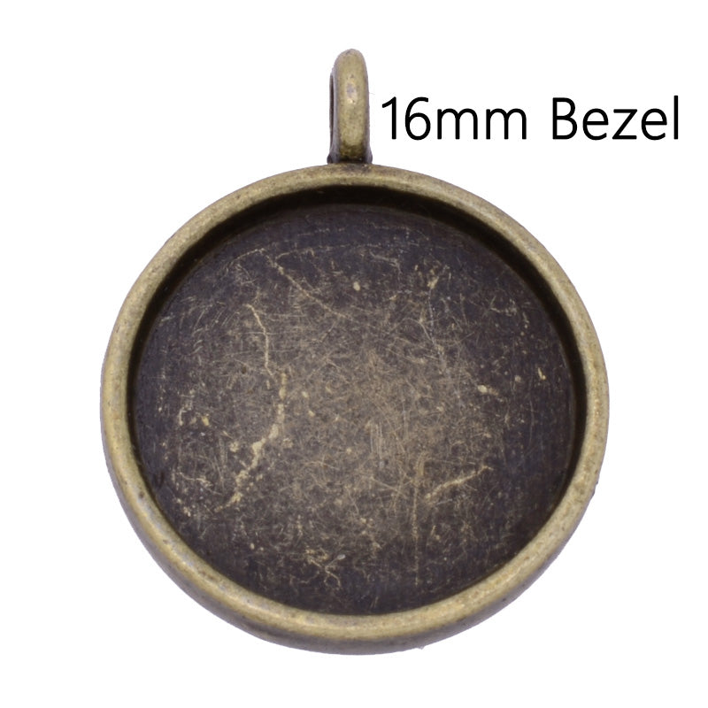 16mm(inside) Round pendant trays,Zinc Alloy filled,Antique Bronze plated,20pcs/lot