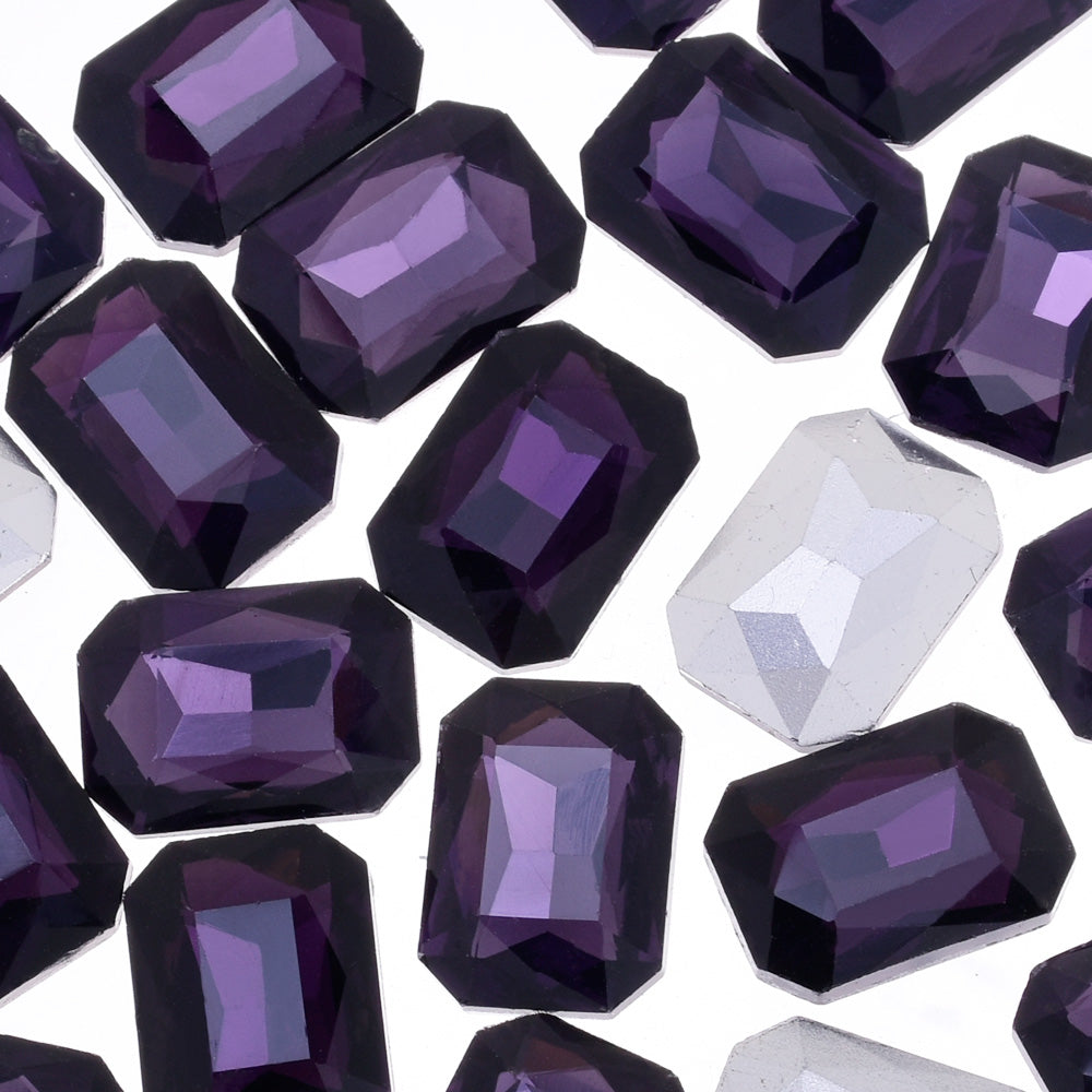 18x25mm Rectangle Pointed Back Rhinestones glass crystals beads wedding diy jewelry purple 50pcs 10183555