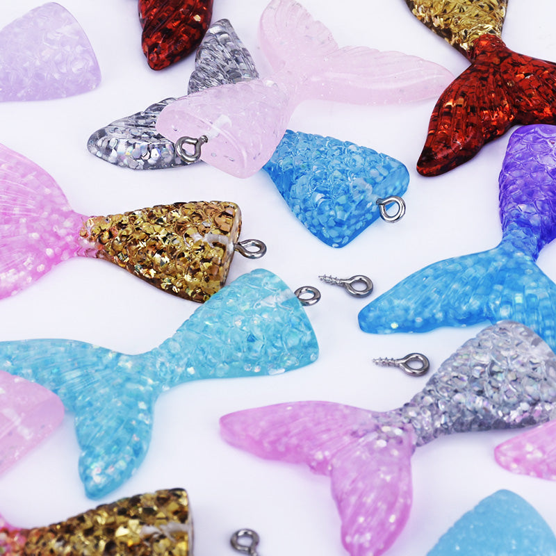 Mermaid Resin Tail Embellishment Mermaid Tail Charms DIY Headband Supply 10pcs 102402