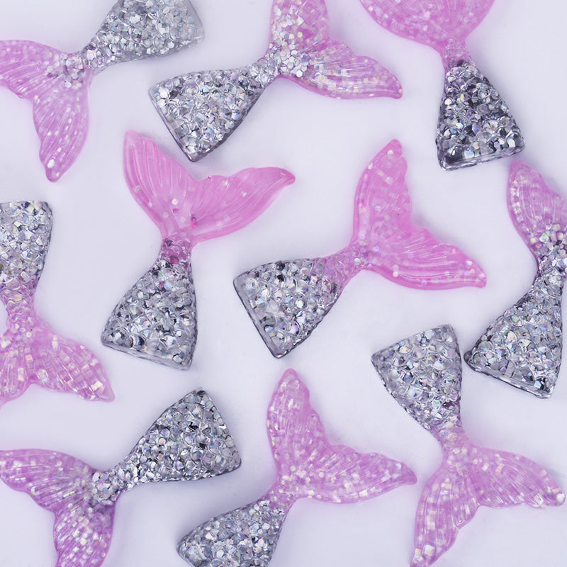 Mermaid Resin Tail Embellishment Mermaid Tail Charms DIY Headband Supply 10pcs 102402