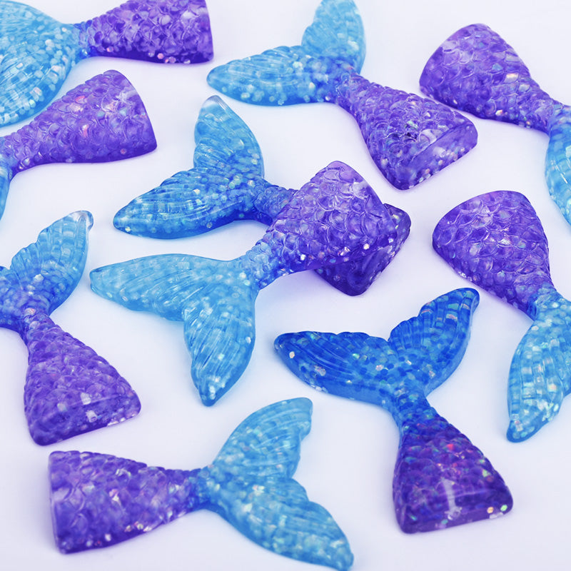 Mermaid Resin Tail Embellishment Mermaid Tail Charms DIY Headband Supply 10pcs 102402