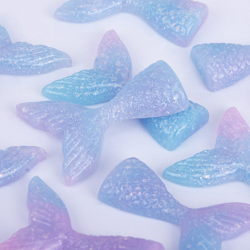Mermaid Resin Tail Embellishment Mermaid Tail Charms DIY Headband Supply 10pcs 102402