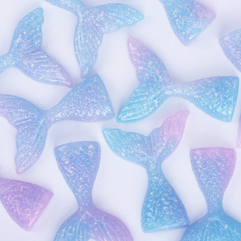 Mermaid Resin Tail Embellishment Mermaid Tail Charms DIY Headband Supply 10pcs 102402