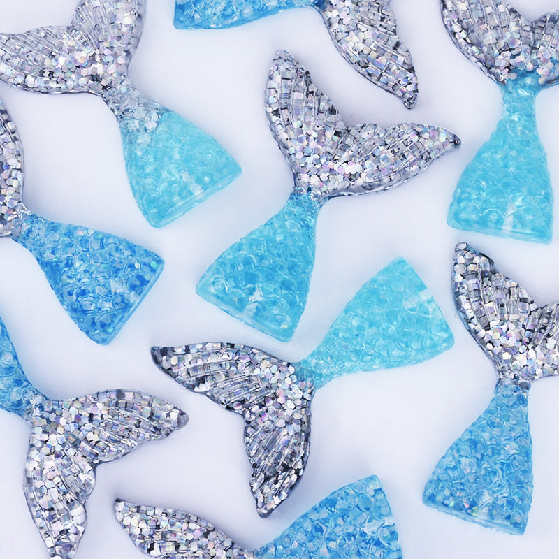 Mermaid Resin Tail Embellishment Mermaid Tail Charms DIY Headband Supply 10pcs 102402