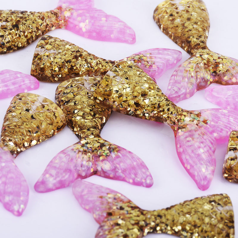 Mermaid Resin Tail Embellishment Mermaid Tail Charms DIY Headband Supply 10pcs 102402