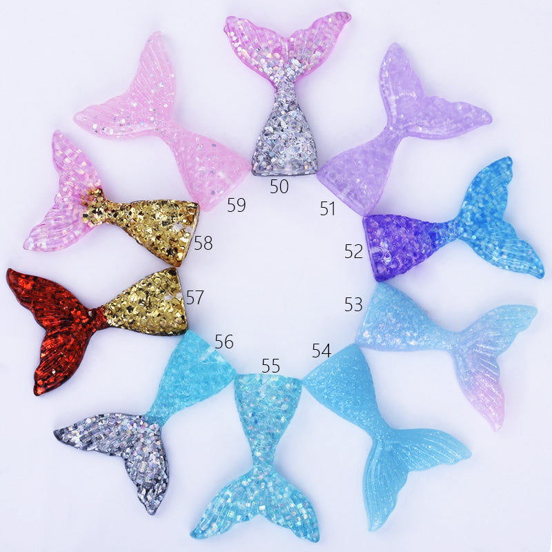 Mermaid Resin Tail Embellishment Mermaid Tail Charms DIY Headband Supply 10pcs 102402