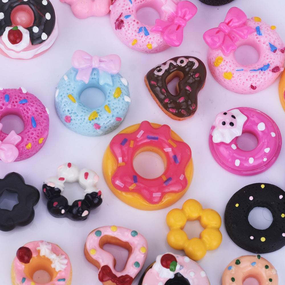 Grab Bag of Donut Resins Assorted Multicolor Donut Cabochons Kawaii Donut Cabochons Embellishment 20pcs 10249550