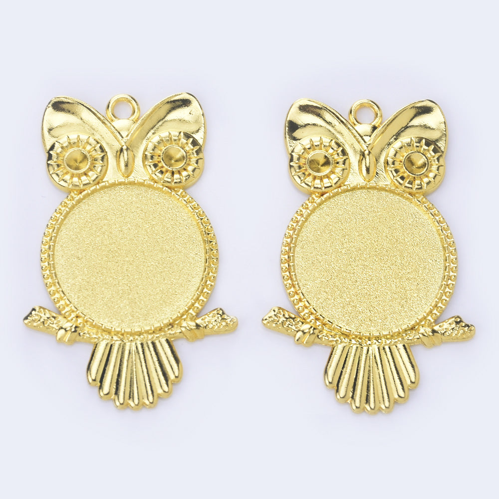 Alloy Owl Pendant Base fit 25mm Round Cabcohon Setting Jewelry Pendant Blanks Suppliers 20pcs 10257804