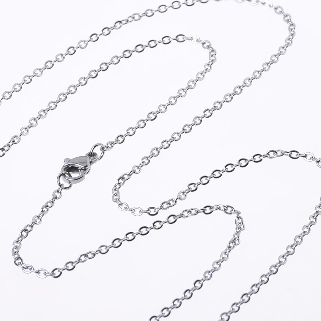 304 Stainless Steel cross O Flat Link Chain width 1.6*0.4mm Jewelry Chains 18