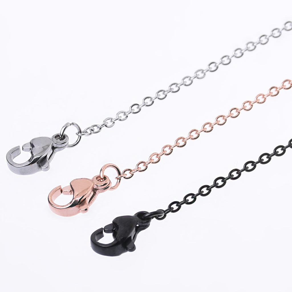 304 Stainless Steel cross O Flat Link Chain width 1.6*0.4mm Jewelry Chains 18