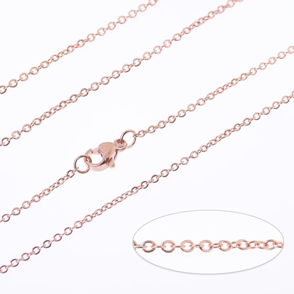 304 Stainless Steel cross O Flat Link Chain width 1.6*0.4mm Jewelry Chains 18