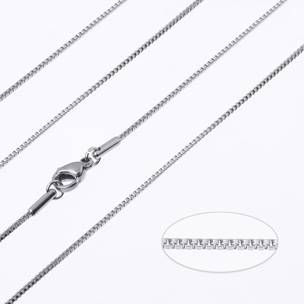 18"/20"/24" Stainless steel Box Chain Necklace 1.1mm link width Finished Box Chain Jewelry Supplies 10pcs 102730
