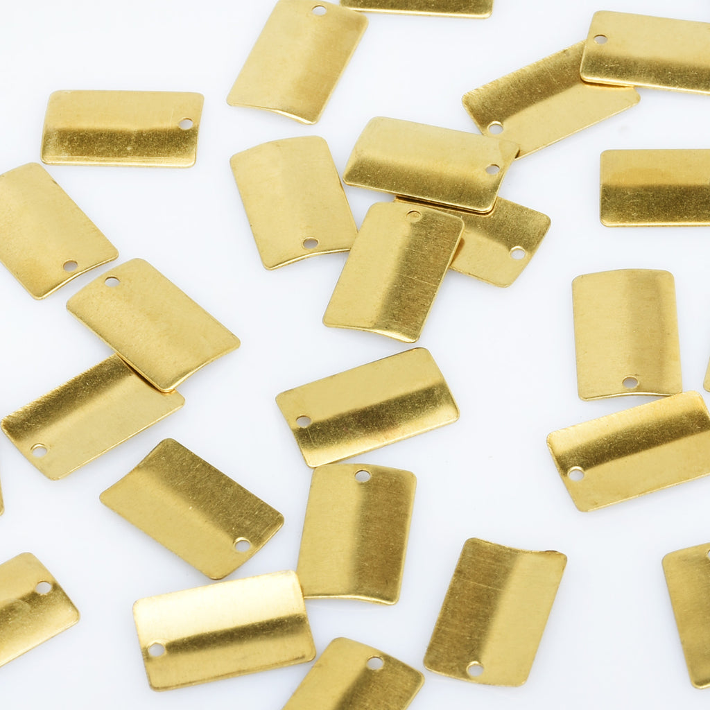 3/8*5/8" Brass Curved Rectangle Blank Stamping Charm with 1.2mm hole Geometric Findings Connector 20pcs 10275650