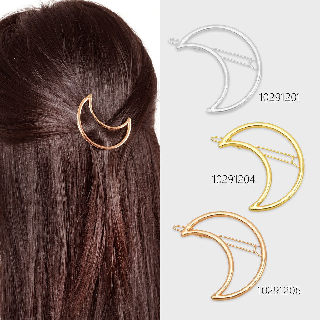 7/8"*2" Alloy Moon Hair Clip Minimalist Hair Barrette Geometric Hair Accessory Hair Slide Ladies Hair Jewelry 5pcs 102912