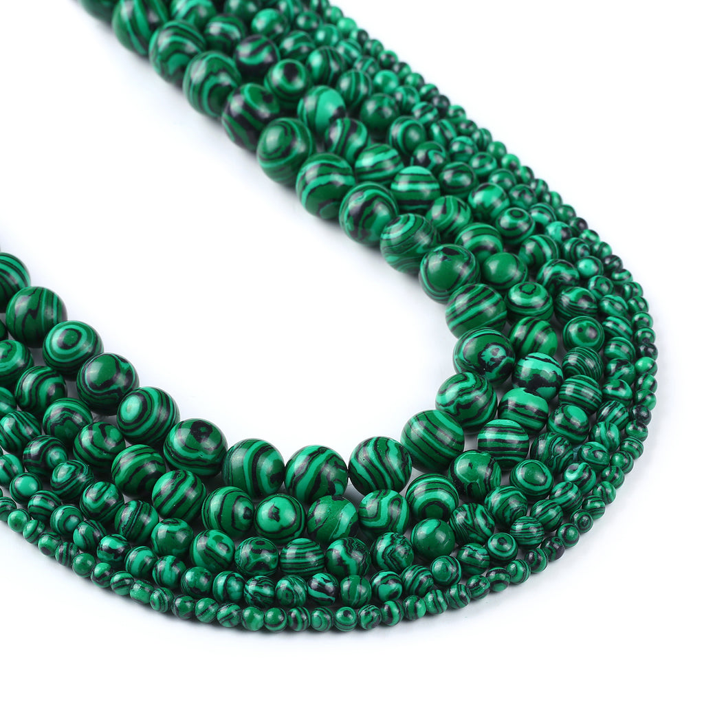 Green Synthetic Malachite Beads 4 6 8 10 12mm Full 15'' Strand Synthetic Round Wholesale 103010