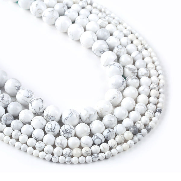 Natural White Turquoises beads 4 6 8 10 12mm round Gemstone Beads for Jewelry Making 15" Full Strand 103042