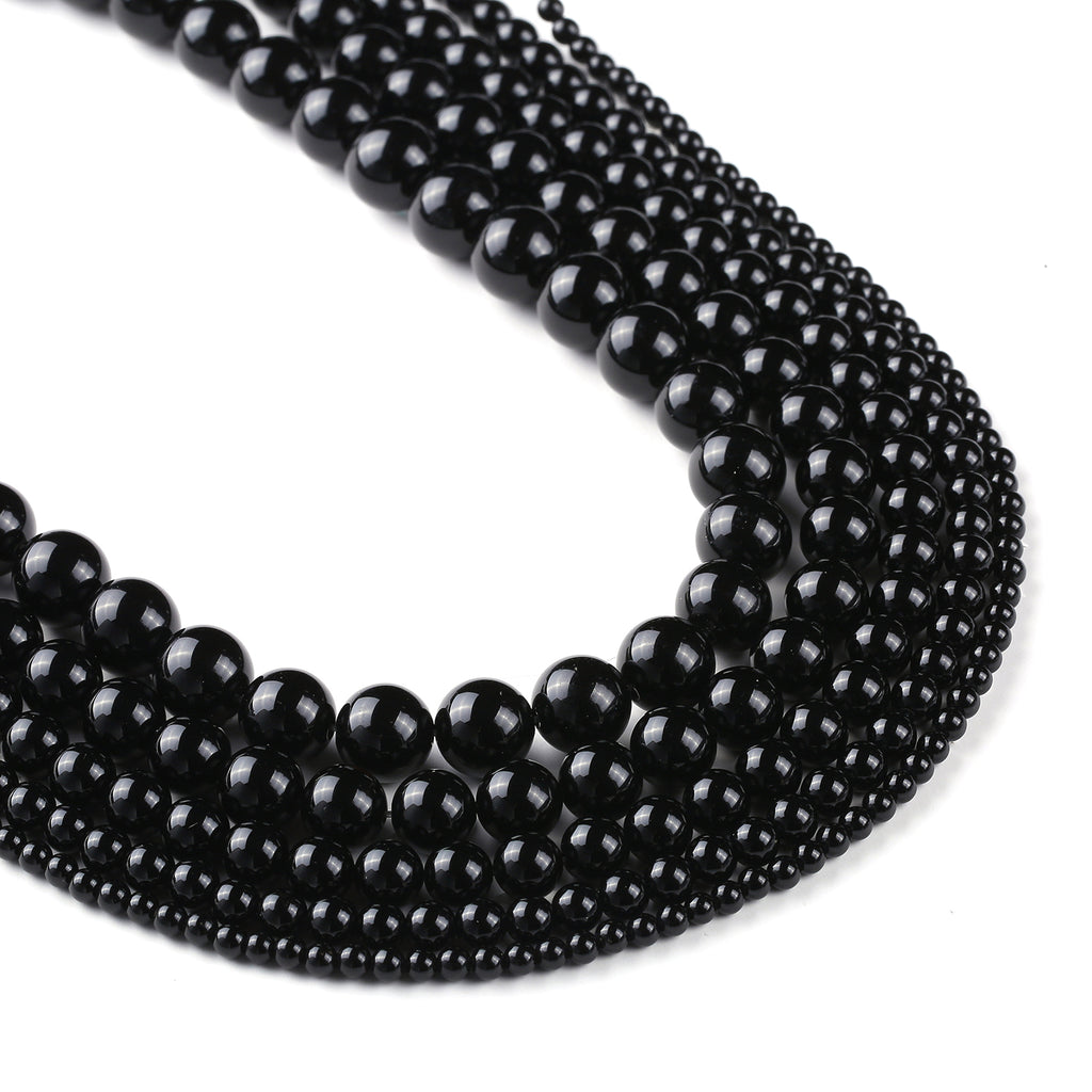 Natural Black Agate beads 4 6 8 10 12mm 7A Quality Gemstone Loose Beads Wholesale 15" Full Strand 103093