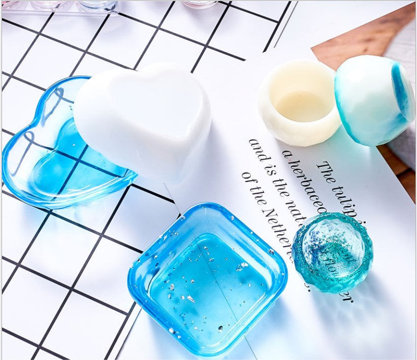 1 pcs DIY Small Plate Silicone Mold Heart Shaped Square Silicone Dish Mold Adorable Bowl Resin Molds-Table Decorations 103299