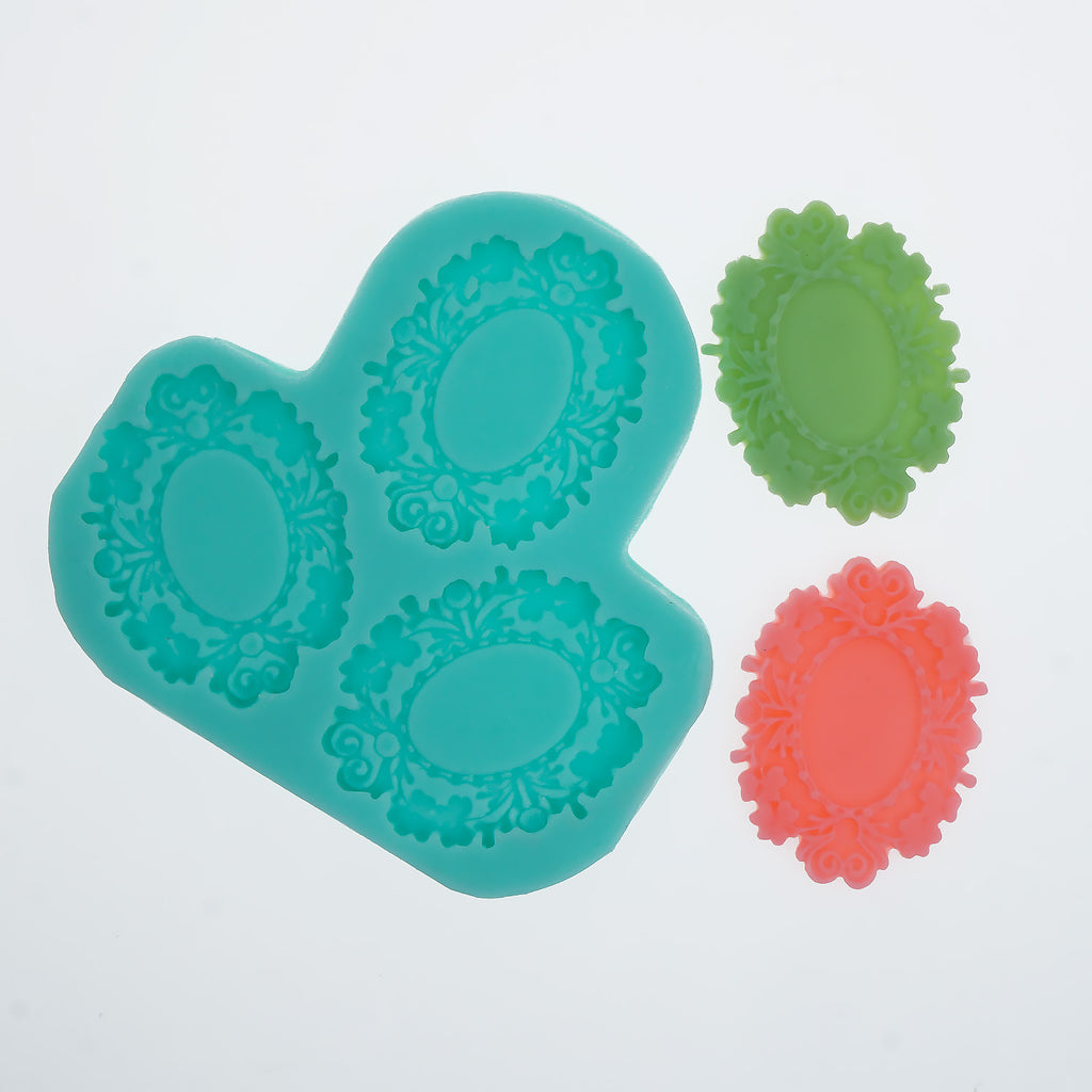 3-Cavity Silicone Cameo Setting Frame Mold Diy Chocolate Mold Cake Decoration Mold Resin Craft Making Tool 10374250
