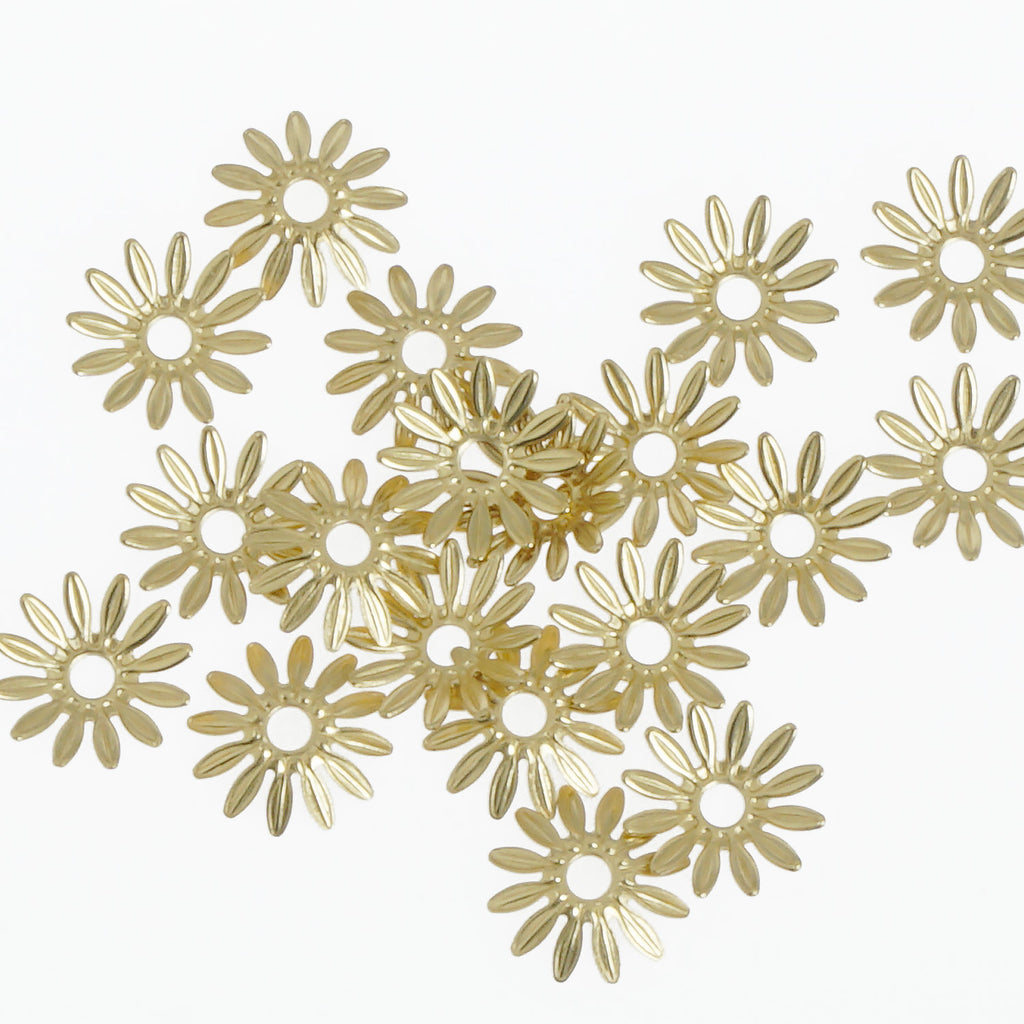 20PCS Brass Daisy Cap Raw Brass Jewelry Connector Flower Charm 10381750