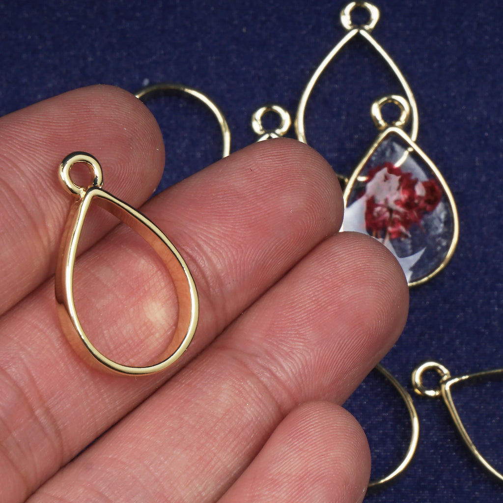 12*17mm Teardrop Open Back Bezel Pendant open bezel setting Teardrop Charms Jewelry making 10pcs 103883