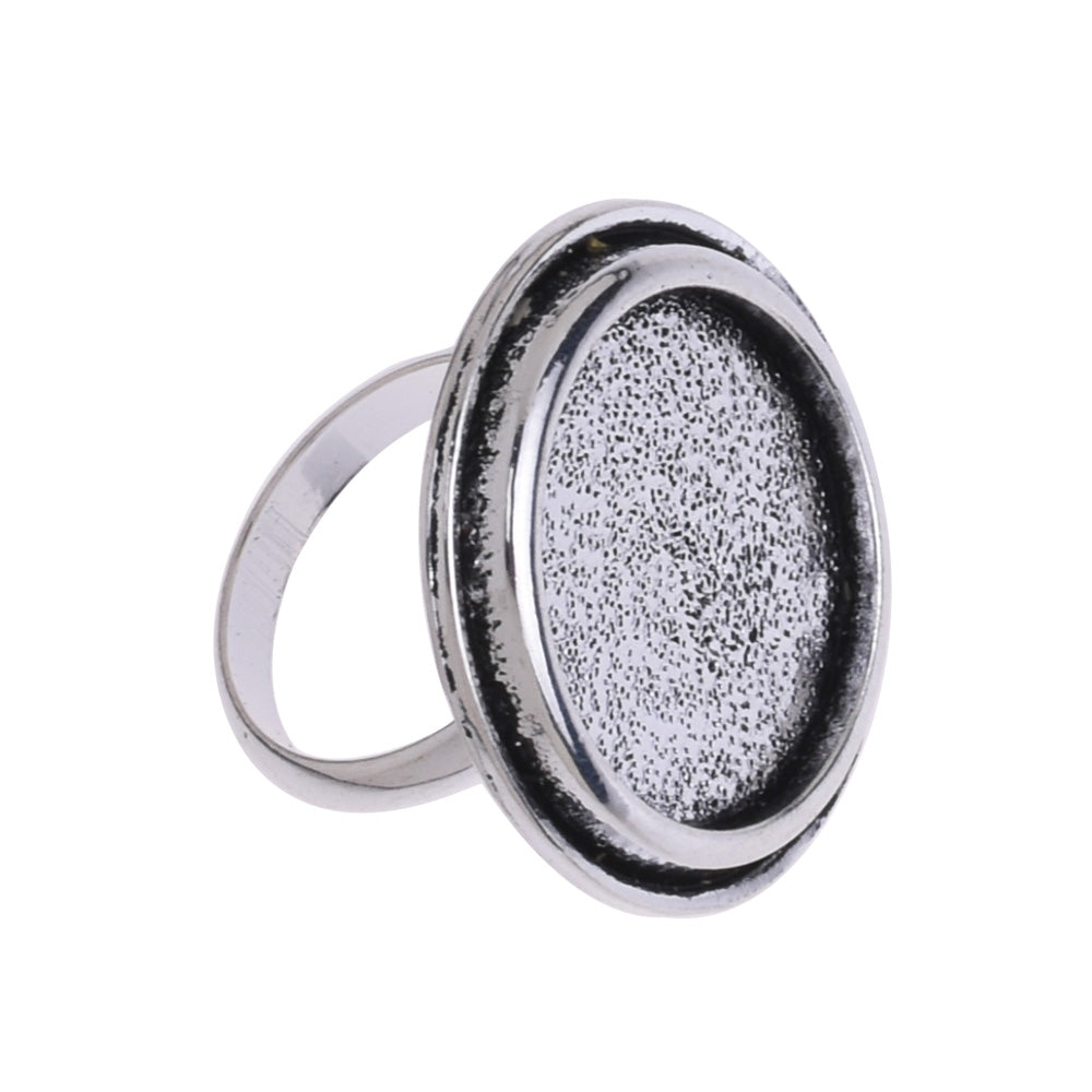 20MM Vintage Blank Round Bezel Setting,Antique Silver Brass Ring Blank,Ring diameter 18 mm,Sold 5 PCS/Lot