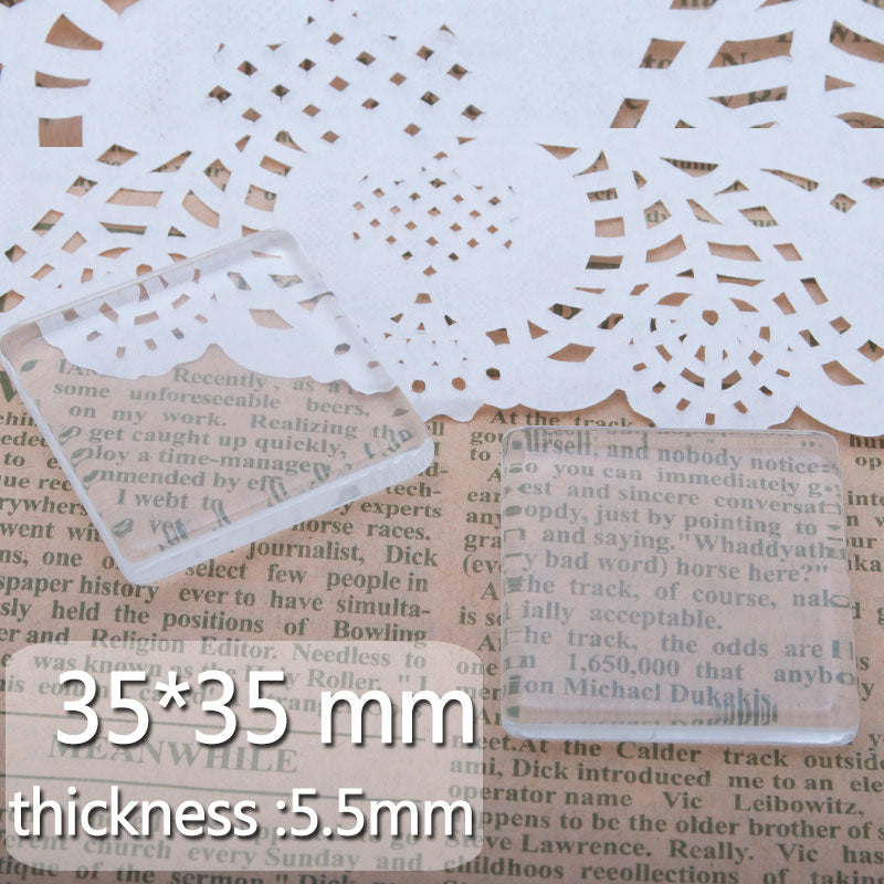 35x35mm square clear glass tile,Thickness about 5.5mm,20pcs/lot