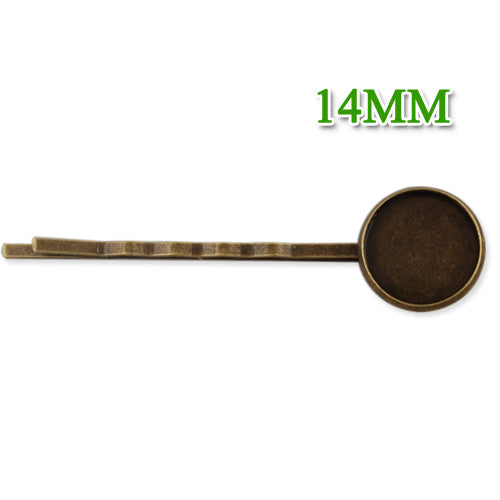 2013-2014 new style 55*14MM Antique Bronze Plated Brass Bobby Pin With bezel,fit 14mm glass cabochon,sold 50pcs per package